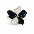 Navy White Flower Ring