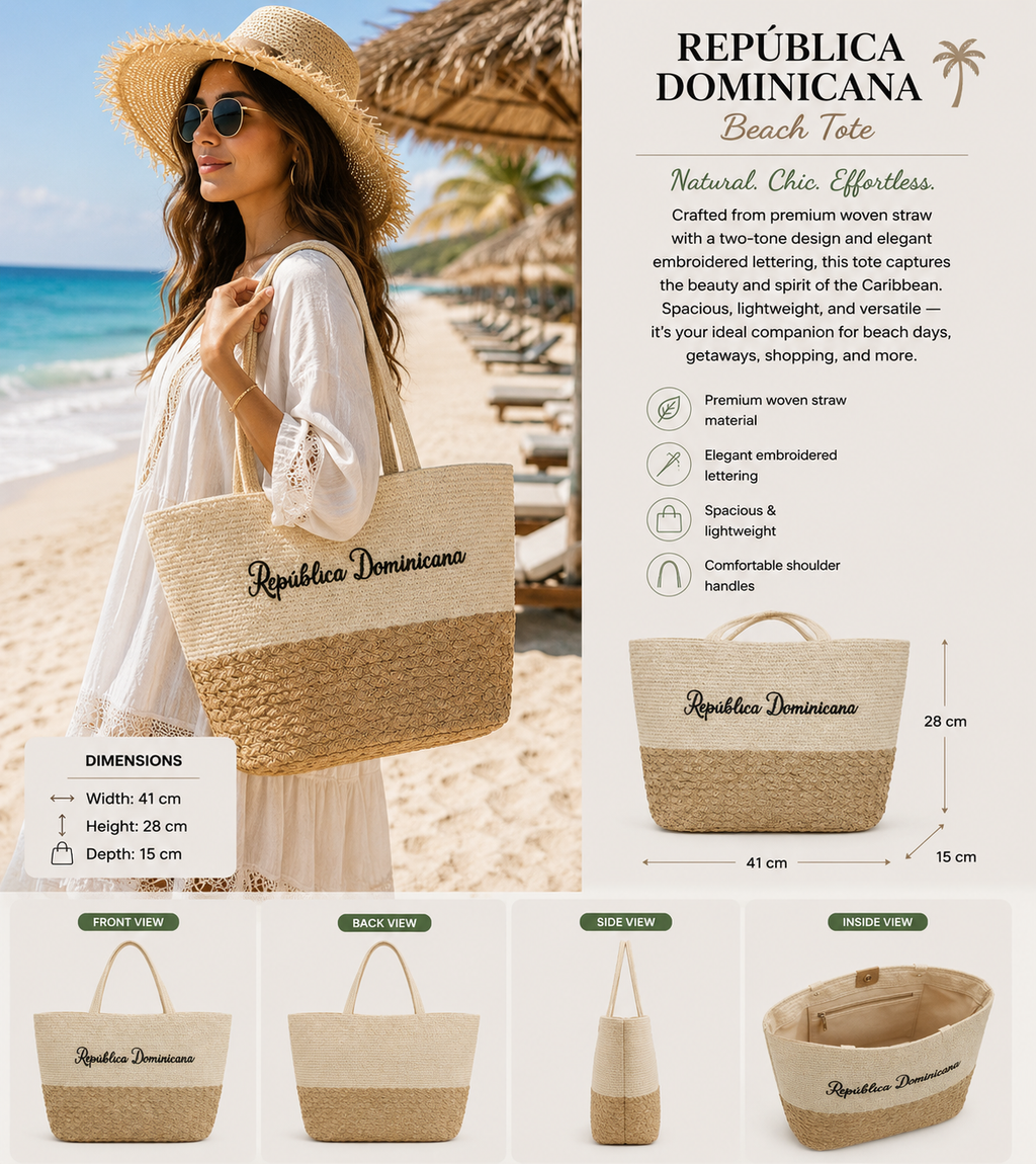 Republica Dominicana Straw Tote Bag