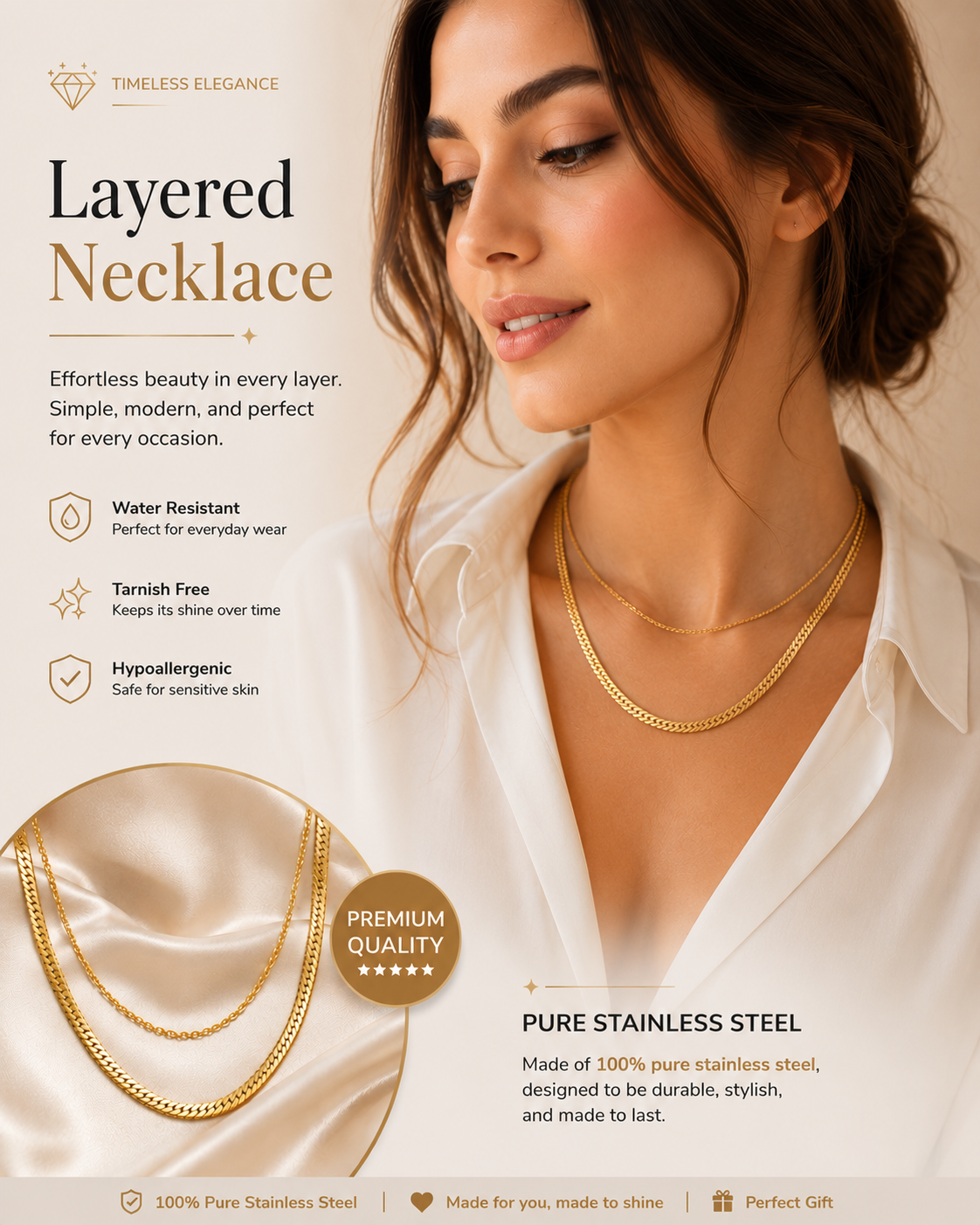 Gold Layered Snake & Cable Chain Necklace