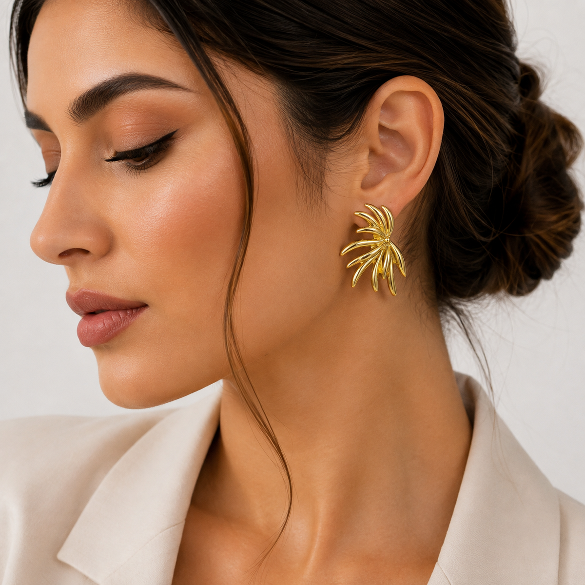 Gold-Tone Floral Statement Earrings ✨