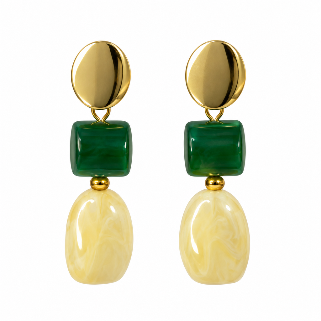 Emerald Amber Drop Earrings 💚✨