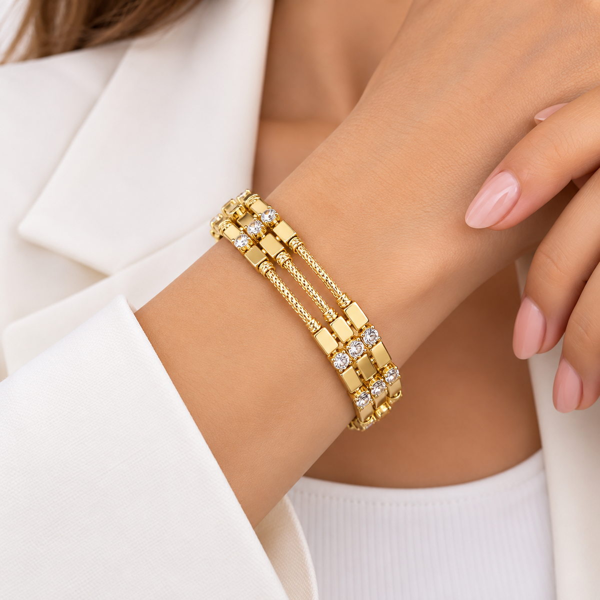 Golden Crystal Trio Bracelet