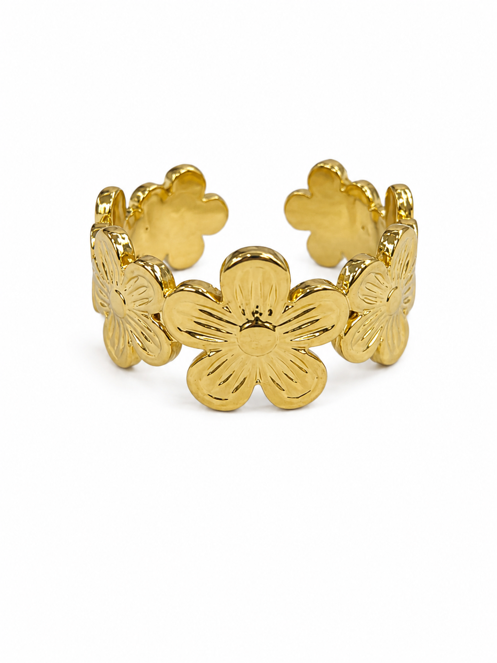 Golden Floral Adjustable Ring