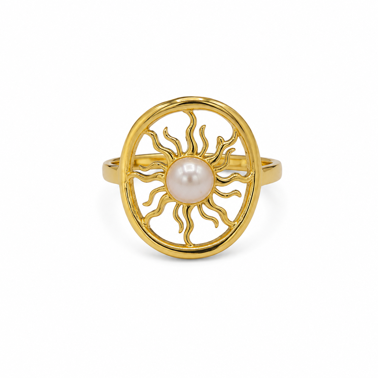 Gold Pearl Sun Ring