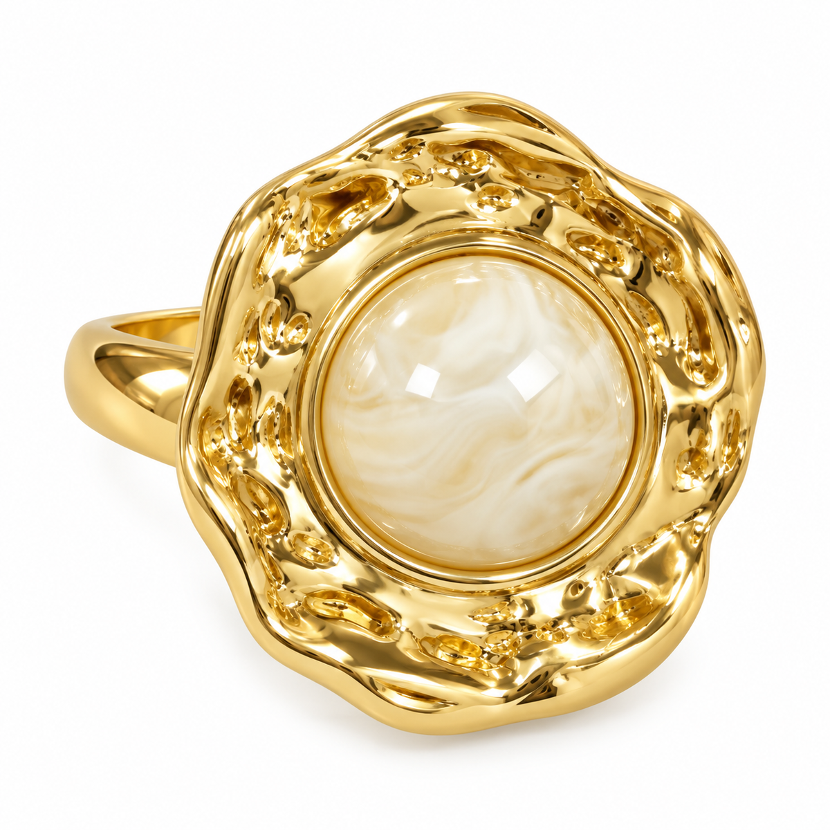 Ivory Marble Gold Ring ✨🤍