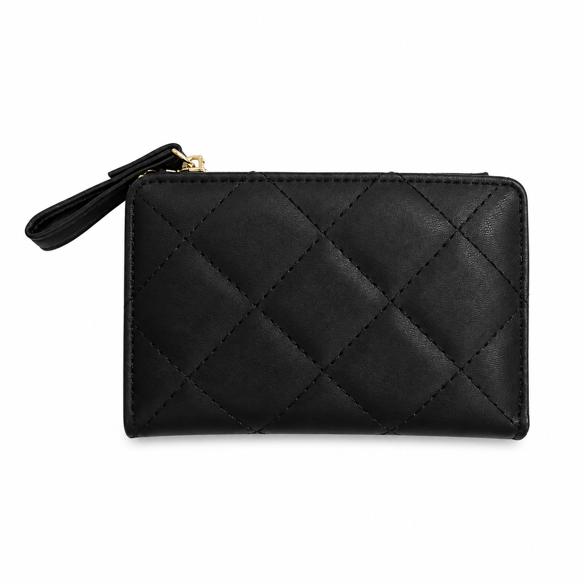 Black Quilted Zipper Pouch