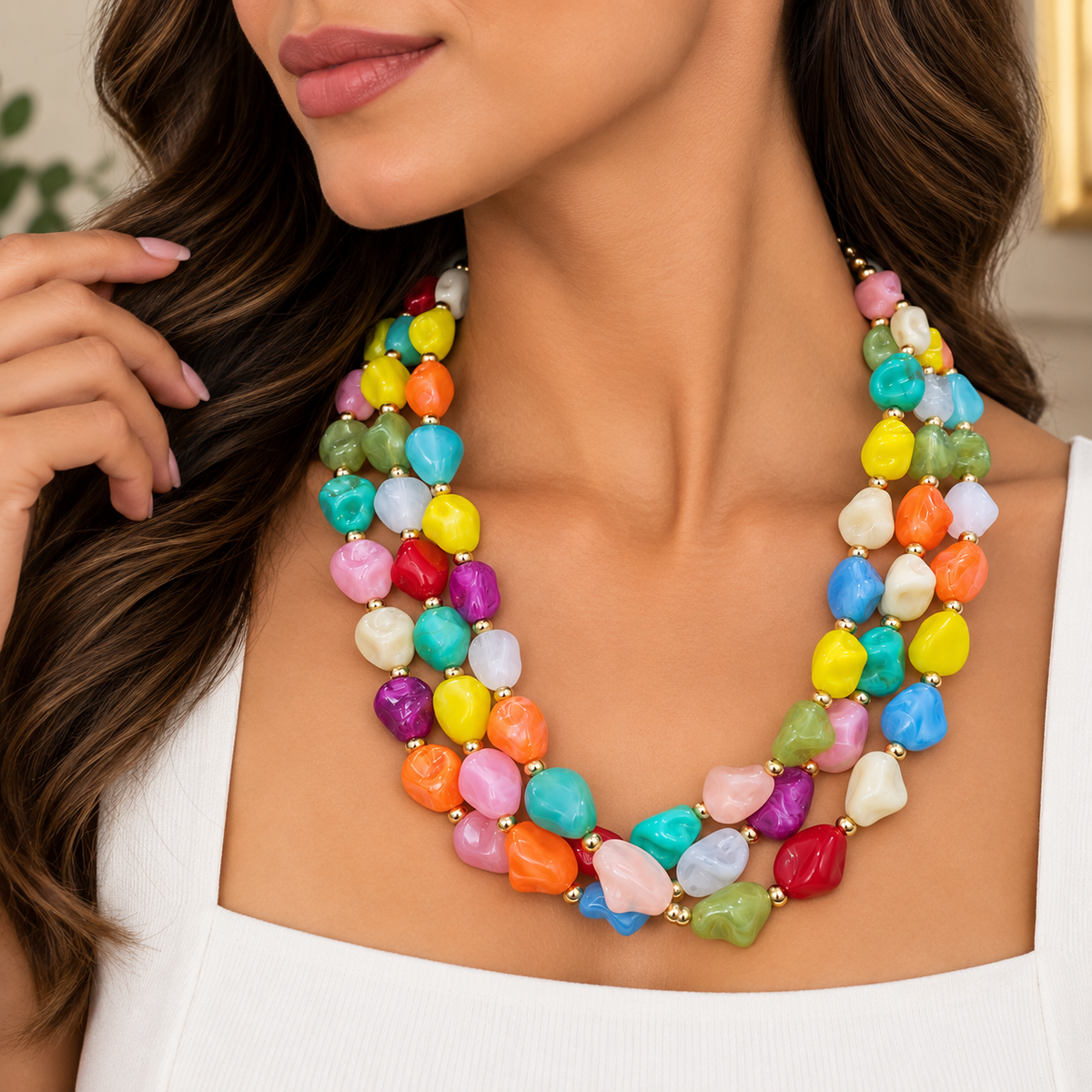 Rainbow Gemstone Statement Necklace ✨