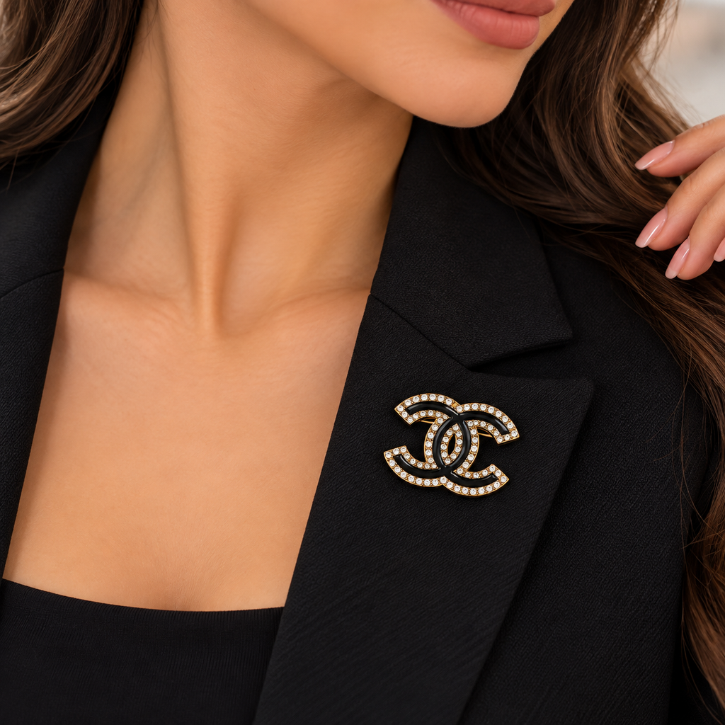 Black Crystal Elegance Brooch 🖤