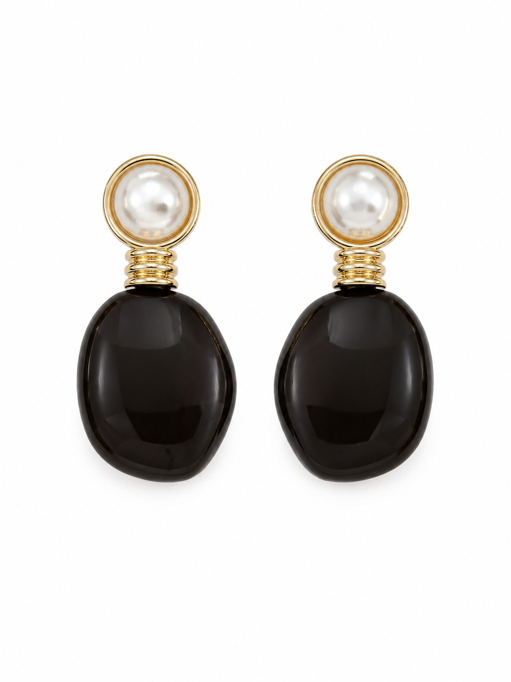 Pearl & Black Resin Earrings