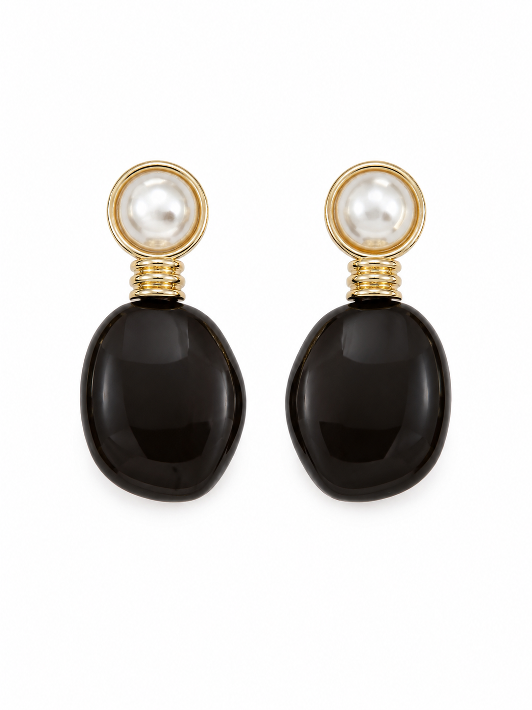 Pearl & Black Resin Earrings