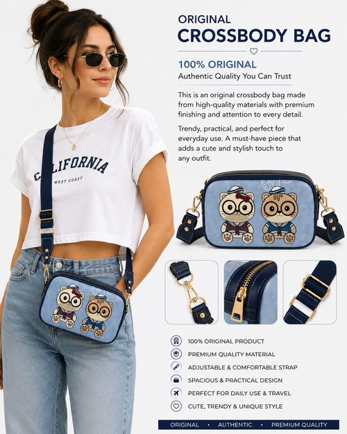 BEIBAO Navy Cat Crossbody 🐱💙