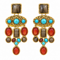 Turquoise & Ruby Vintage Chandelier Earrings ✨❤️💎