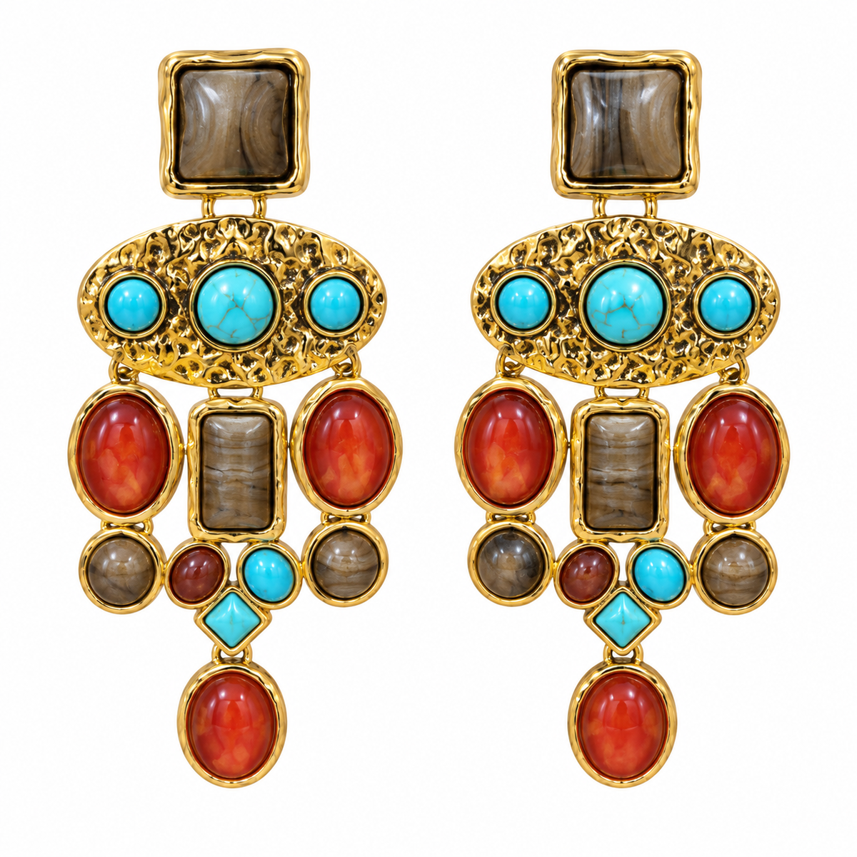 Turquoise & Ruby Vintage Chandelier Earrings ✨❤️💎
