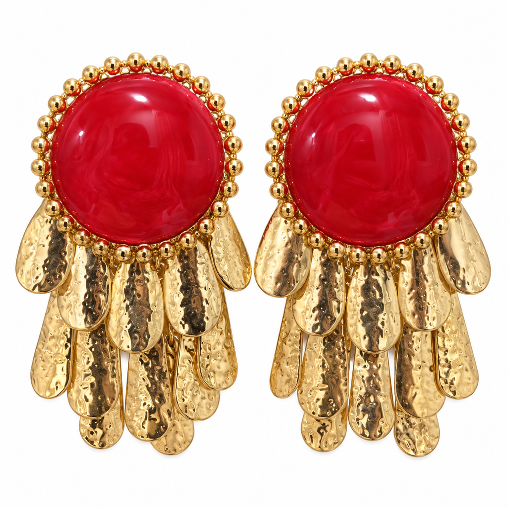 Ruby Gold Cascade Earrings ❤️