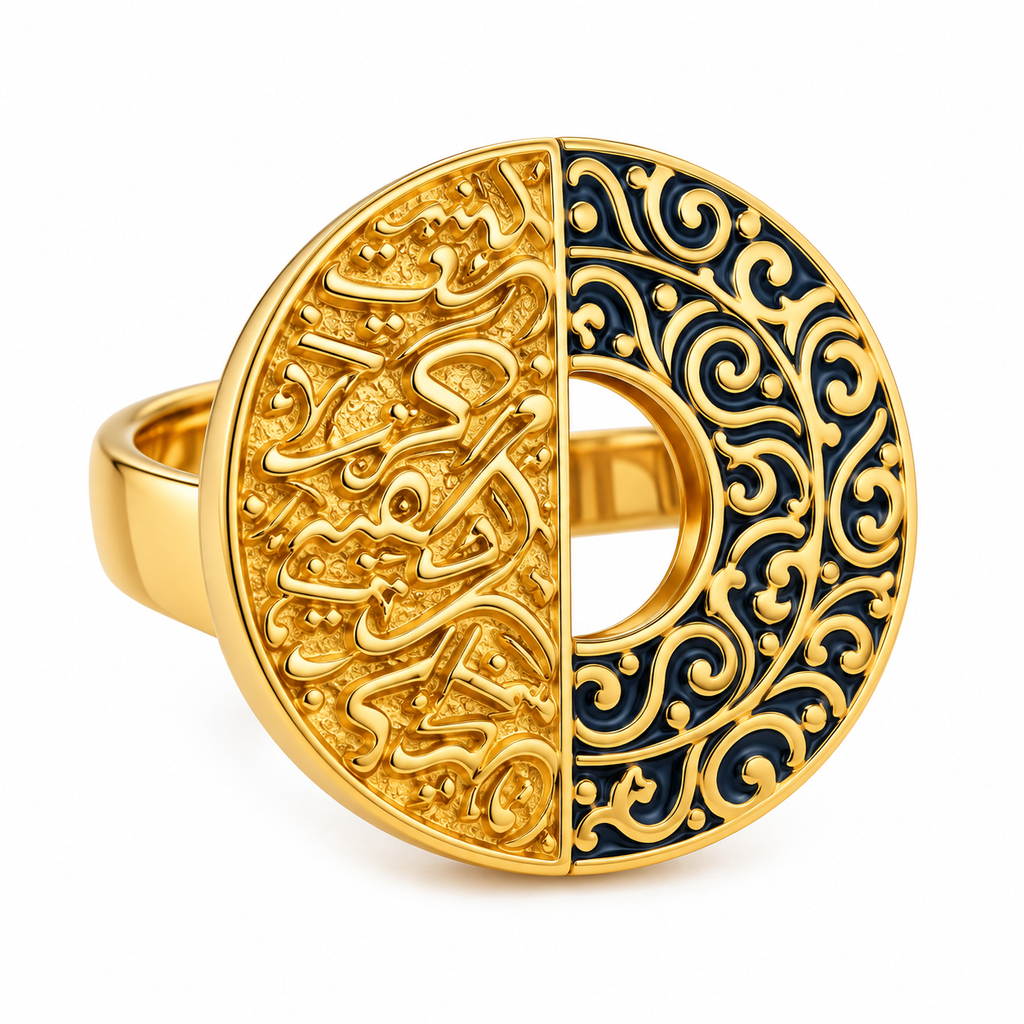 Golden & Black Royal Calligraphy Ring 🖤✨