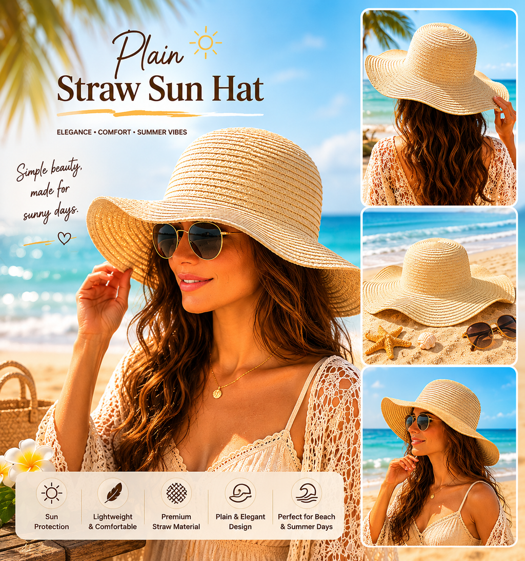 Natural Floppy Wide Brim Straw Hat