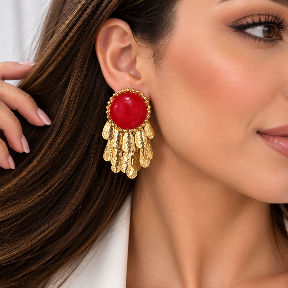 Ruby Gold Cascade Earrings ❤️