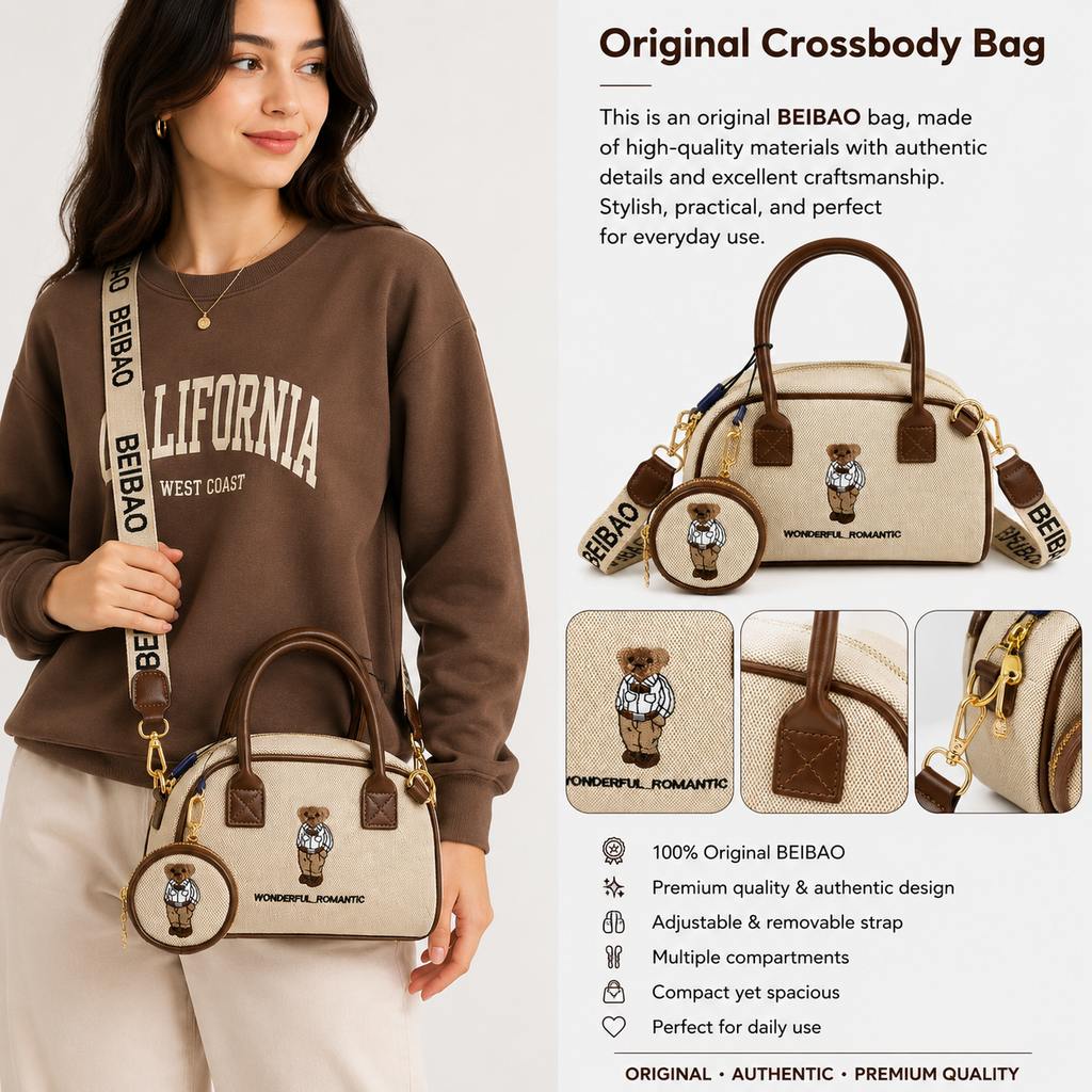 BEIBAO Teddy Boston Bag 🧸🤎