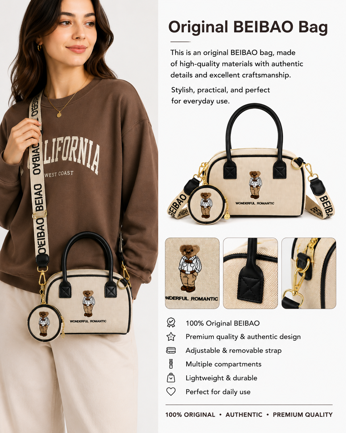 BEIBAO Teddy Handbag 🧸✨