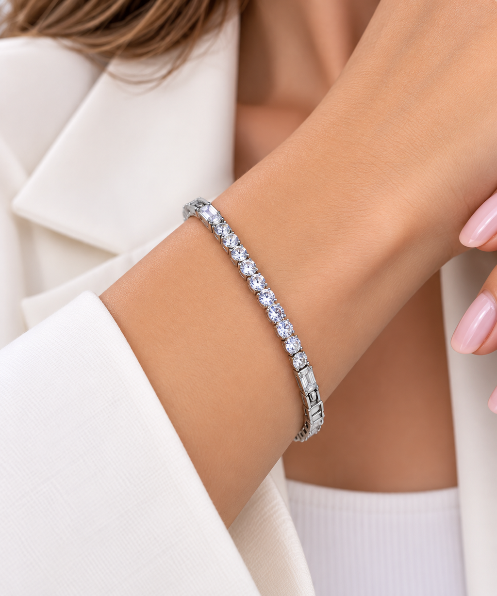 Silver Crystal Tennis Bracelet