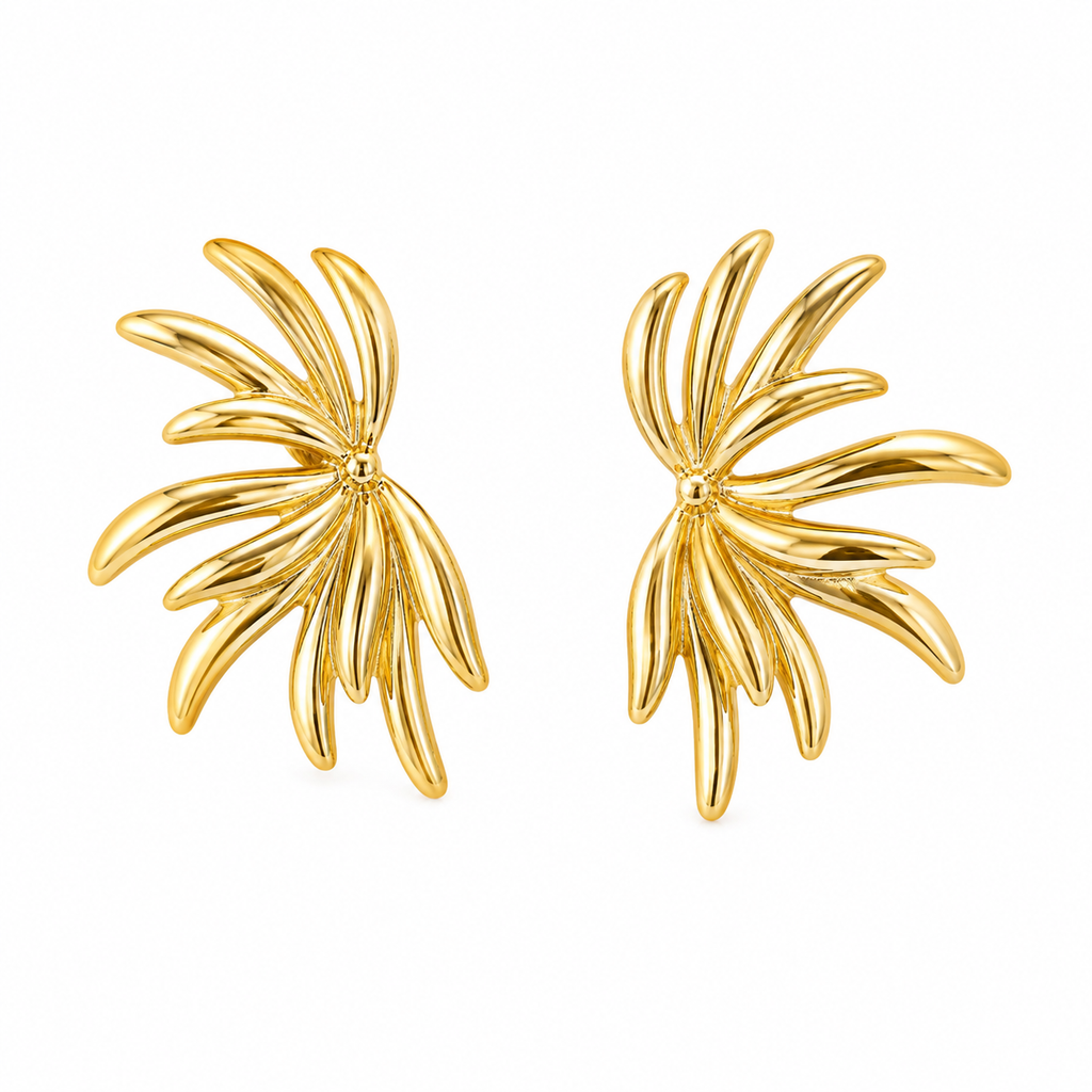 Gold-Tone Floral Statement Earrings ✨