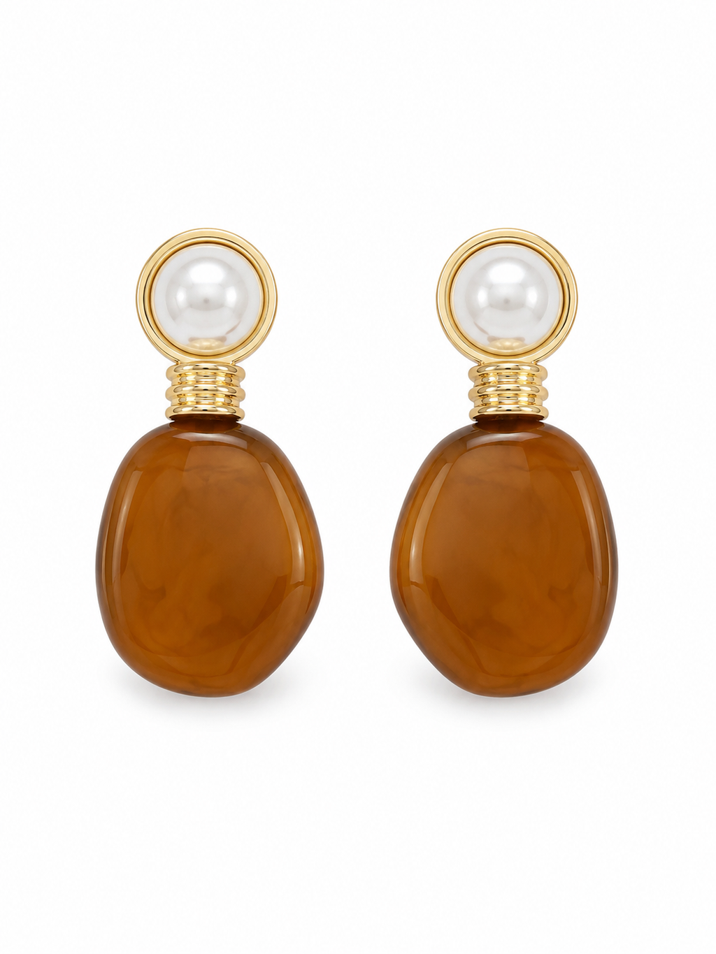 Pearl & Amber Resin Earrings