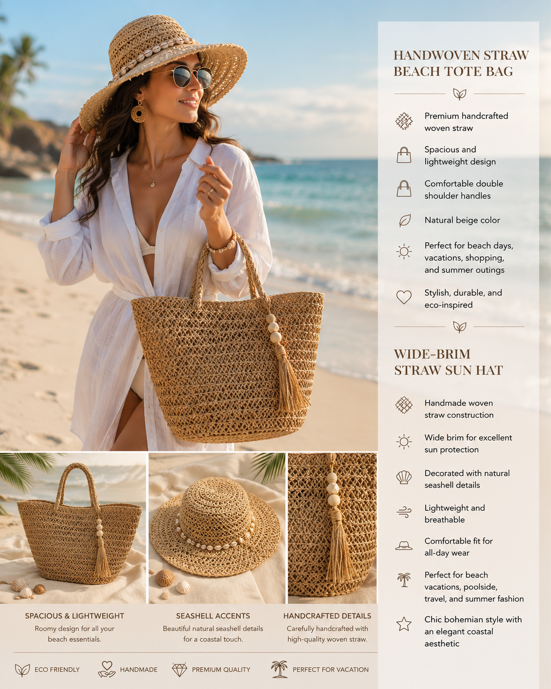 Handwoven Wide-Brim Straw Sun Hat