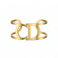 Gold CD Logo Double Bar Cuff Bracelet