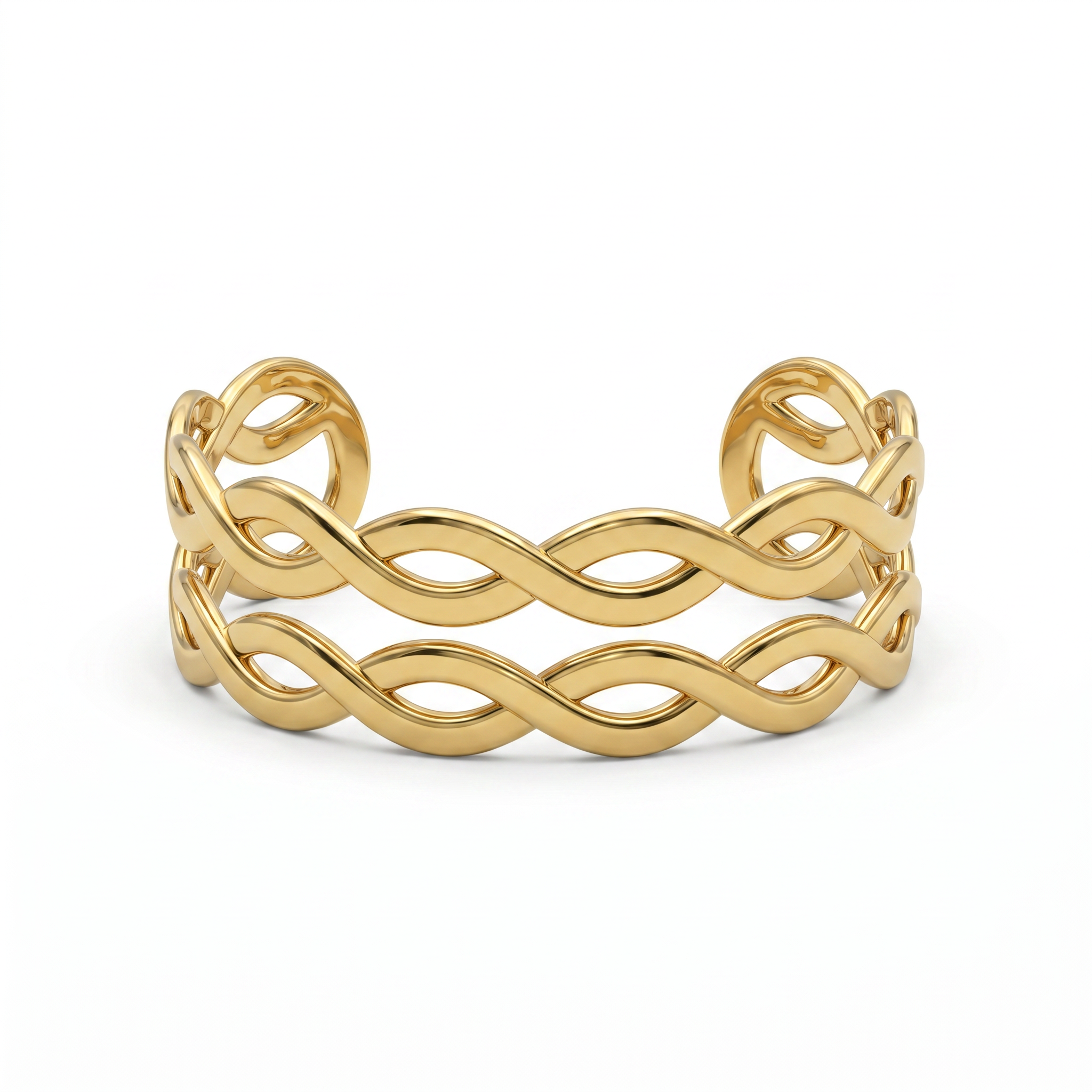 Gold Double Twist Braid Cuff Bracelet