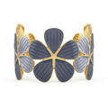 Two-Tone Enamel Flower Cuff Bracelet