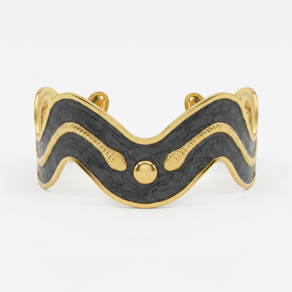 Two-Tone Wave Enamel Cuff Bracelet