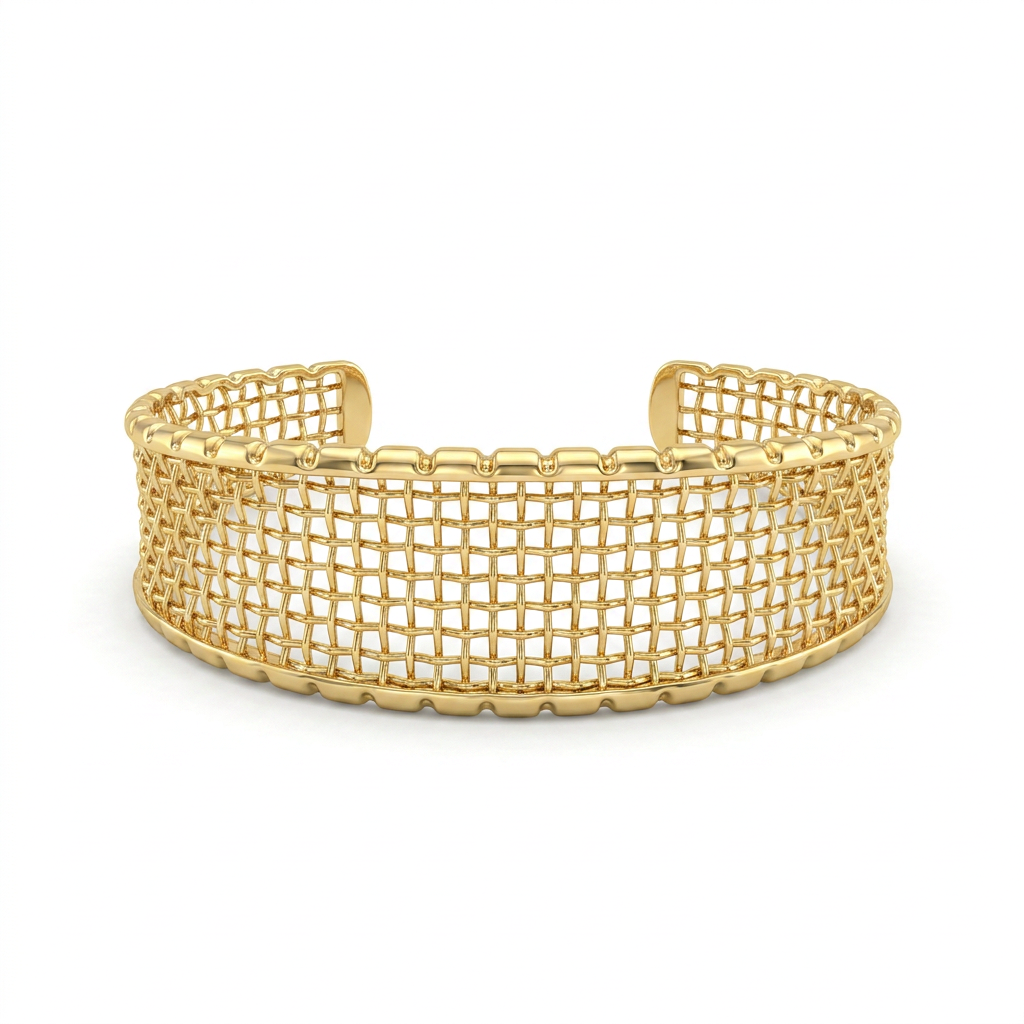 Gold Grid Mesh Cuff Bracelet