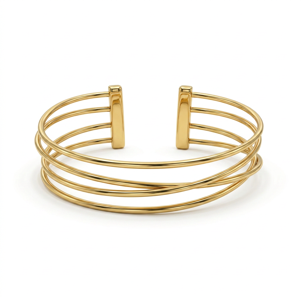 Gold Four-Wire Open Cuff Bracelet