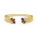 Gold Floral Gem Open Cuff Bracelet