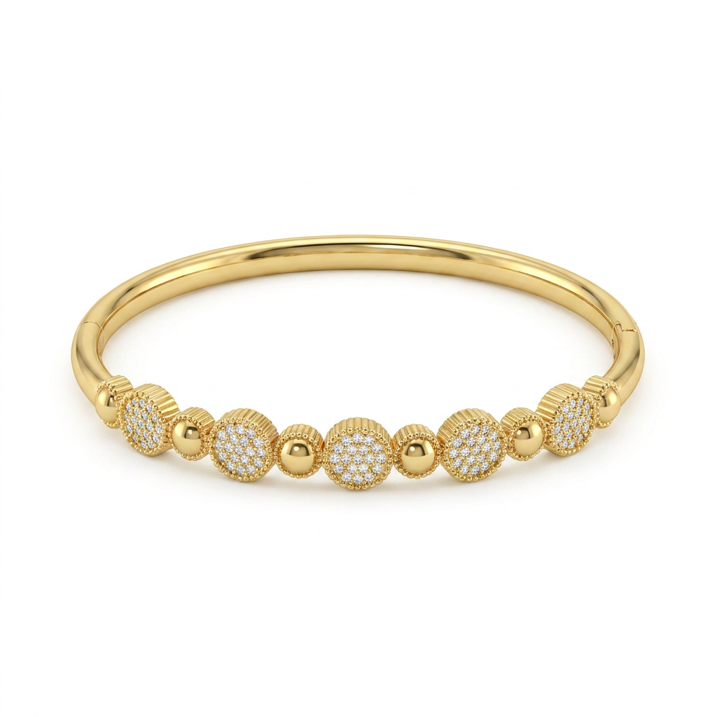 Gold Pave Circle Station Bracelet