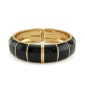 Black Enamel Striped Bangle Bracelet