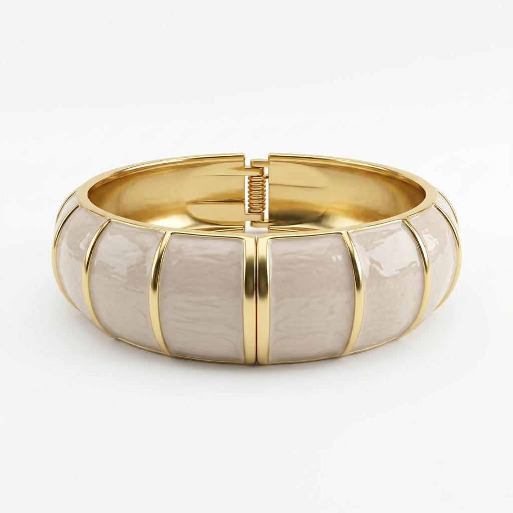 Grey Enamel Striped Bangle Bracelet