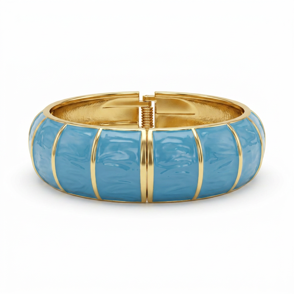 Blue Enamel Dome Bangle Bracelet