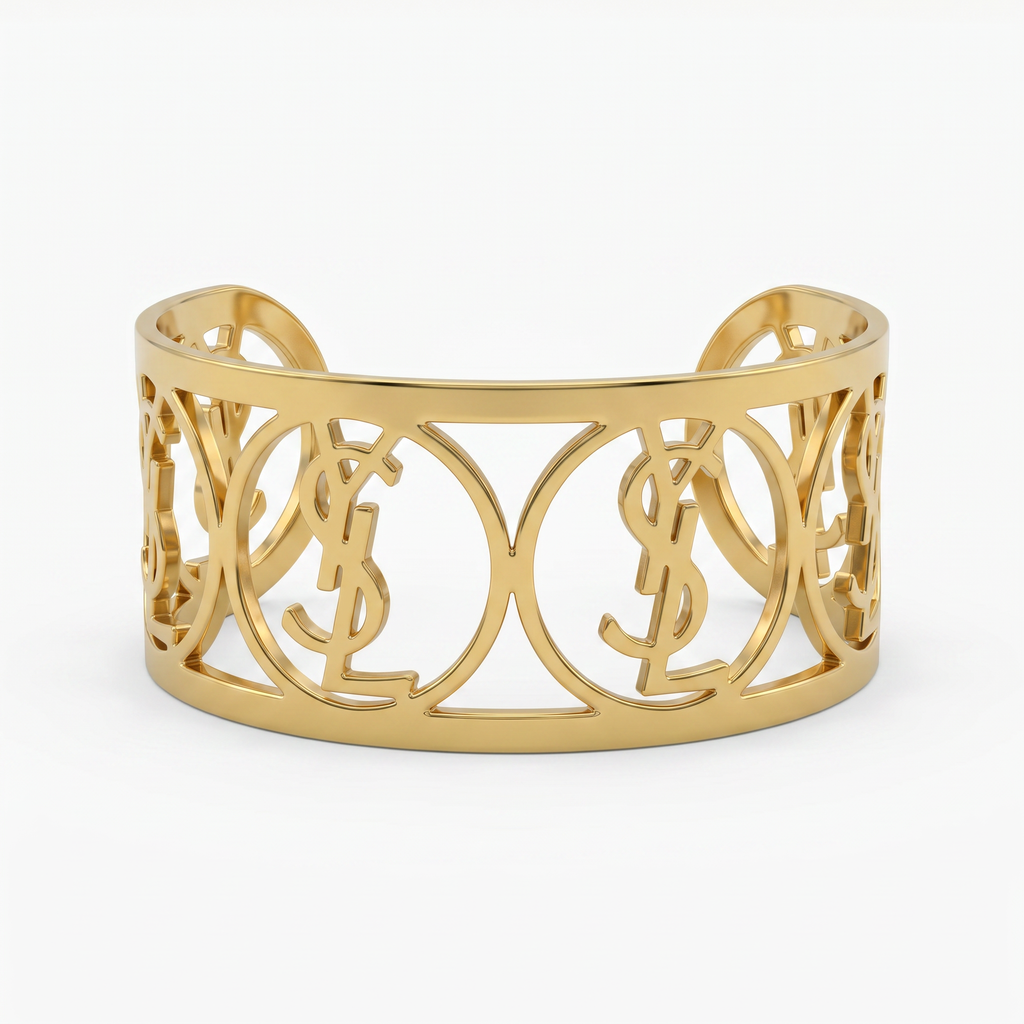 Gold Monogram Cuff Bracelet