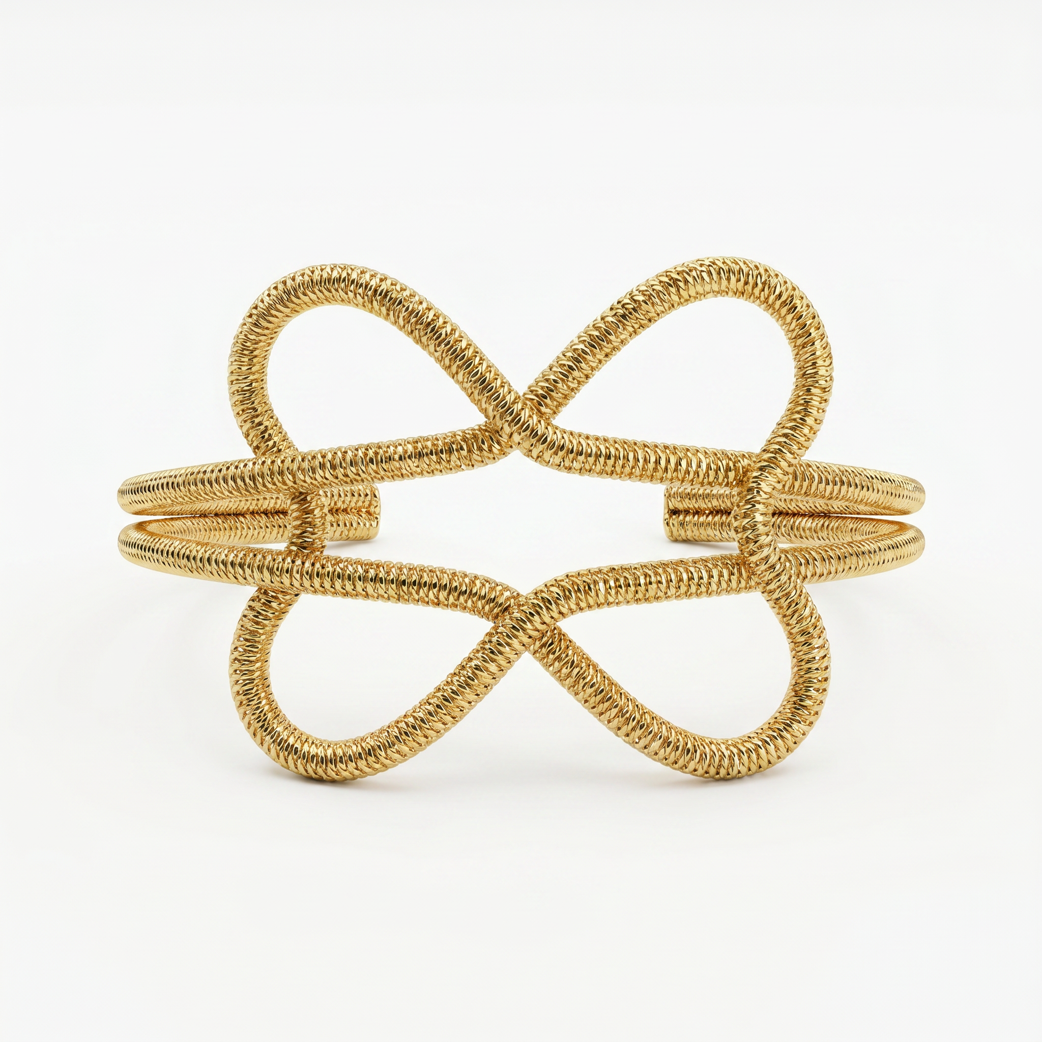 Gold Wire Bow Cuff Bracelet