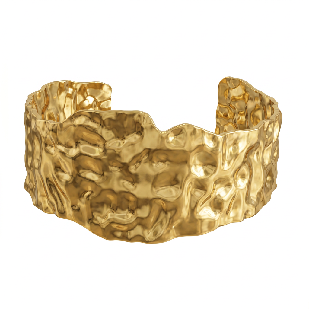 Gold Hammered Molten Cuff Bracelet