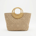 Crochet Tote Bag with Bamboo Ring Handles