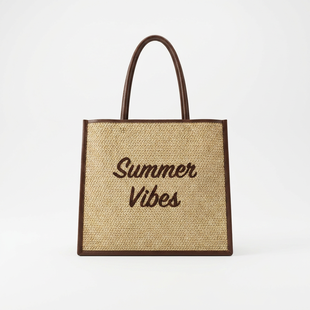 Summer Vibes Straw Tote Bag – Brown