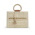 Ivory Straw Ring Handle Tote Bag