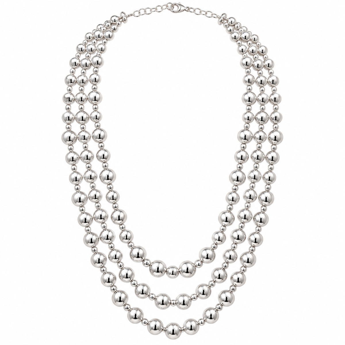 Silver Triple Beads Necklace