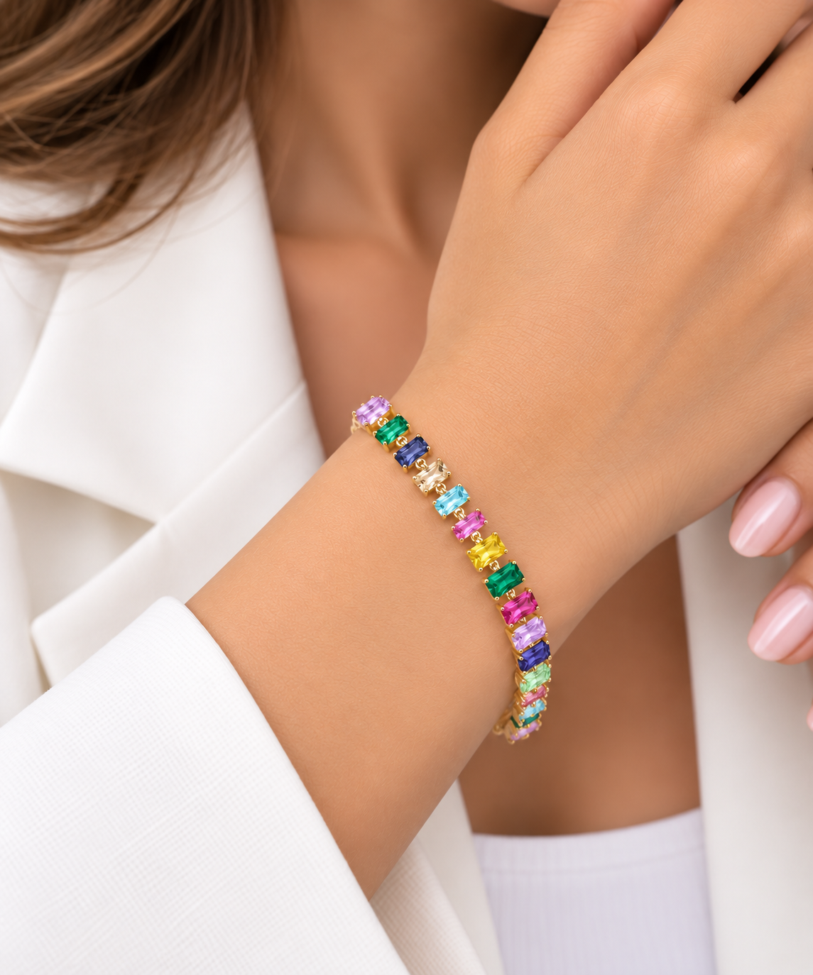 Rainbow Gemstone Tennis Bracelet