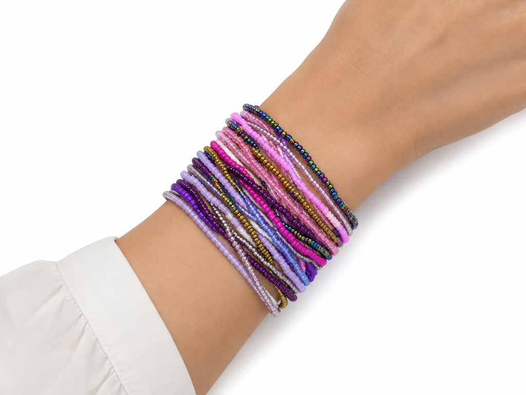 Colorful Seed-Bead Bracelet Multicolor Beaded Wrist Stack Vibrant Handmade Beaded Bracelet