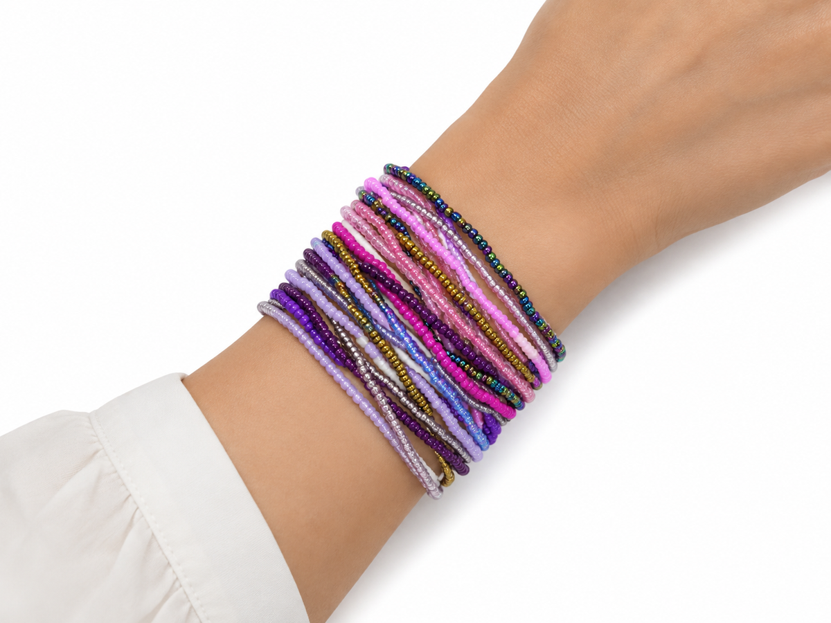 Colorful Seed-Bead Bracelet Multicolor Beaded Wrist Stack Vibrant Handmade Beaded Bracelet