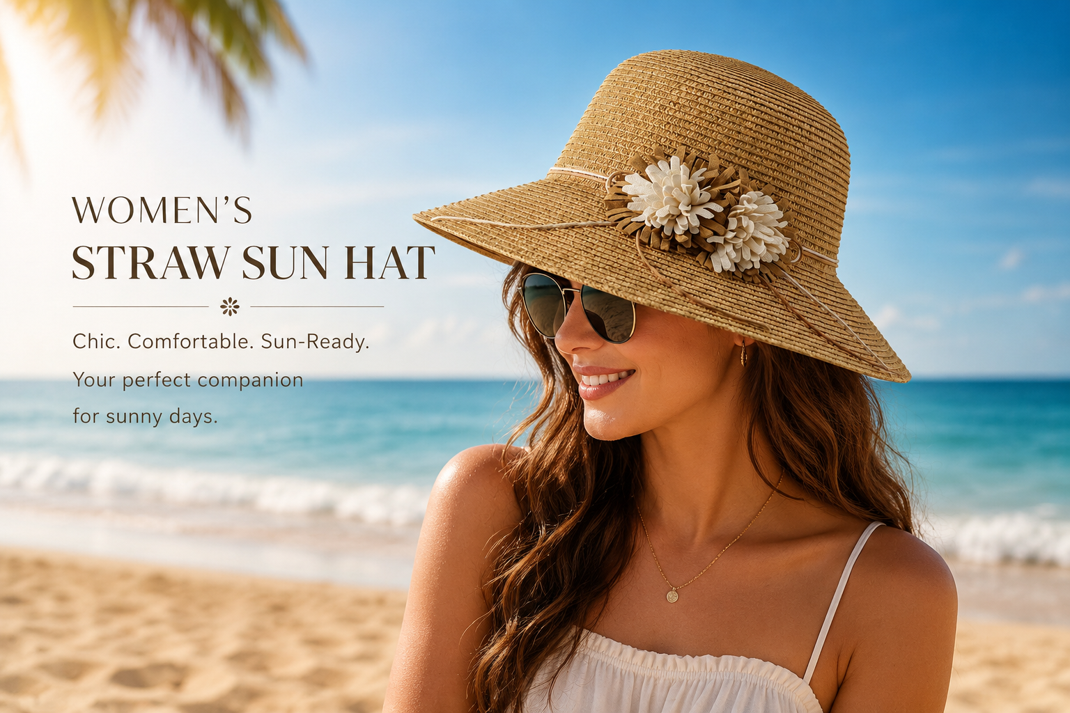 Straw Cloche Hat with Flower Detail