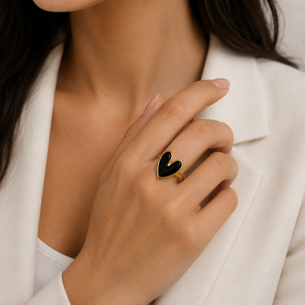 Black Gold Heart Ring